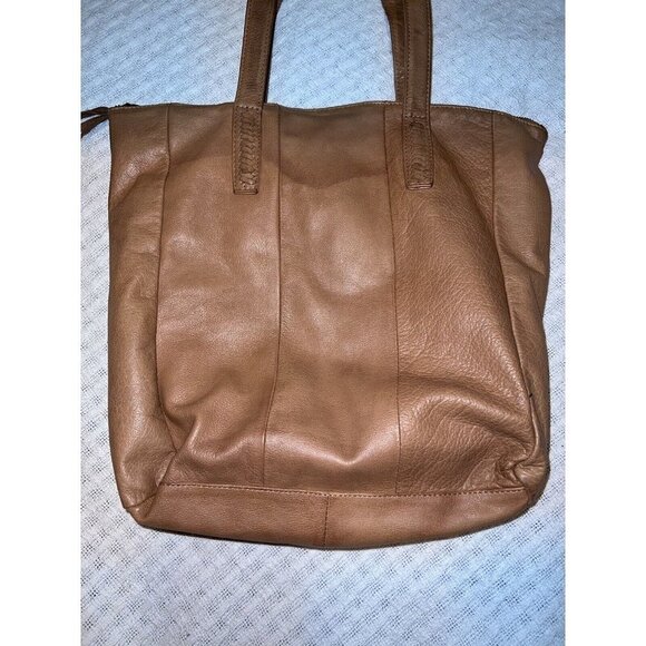 DAY & MOOD Flame Camel Leather Tote Bag Purse Pax Shopper 600026601 - Picture 4 of 12